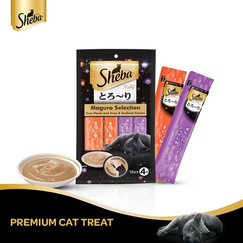 Sheba - Premium Cat Treat Selection Melty  Tuna Flavor and Tuna and  Prawn Maguro