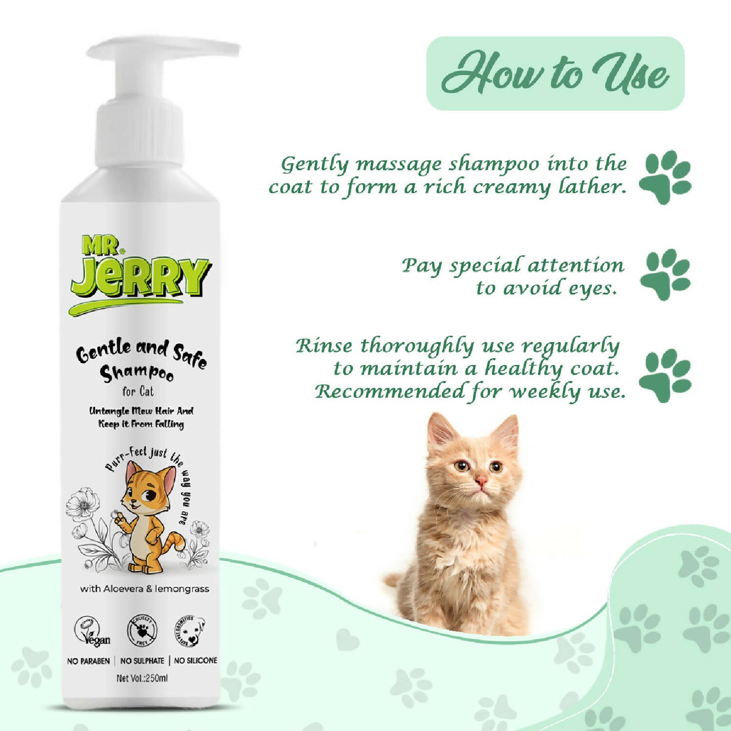 Mr . Jerry - Cat Shampoo with Aloe Vera & Lemon Grass