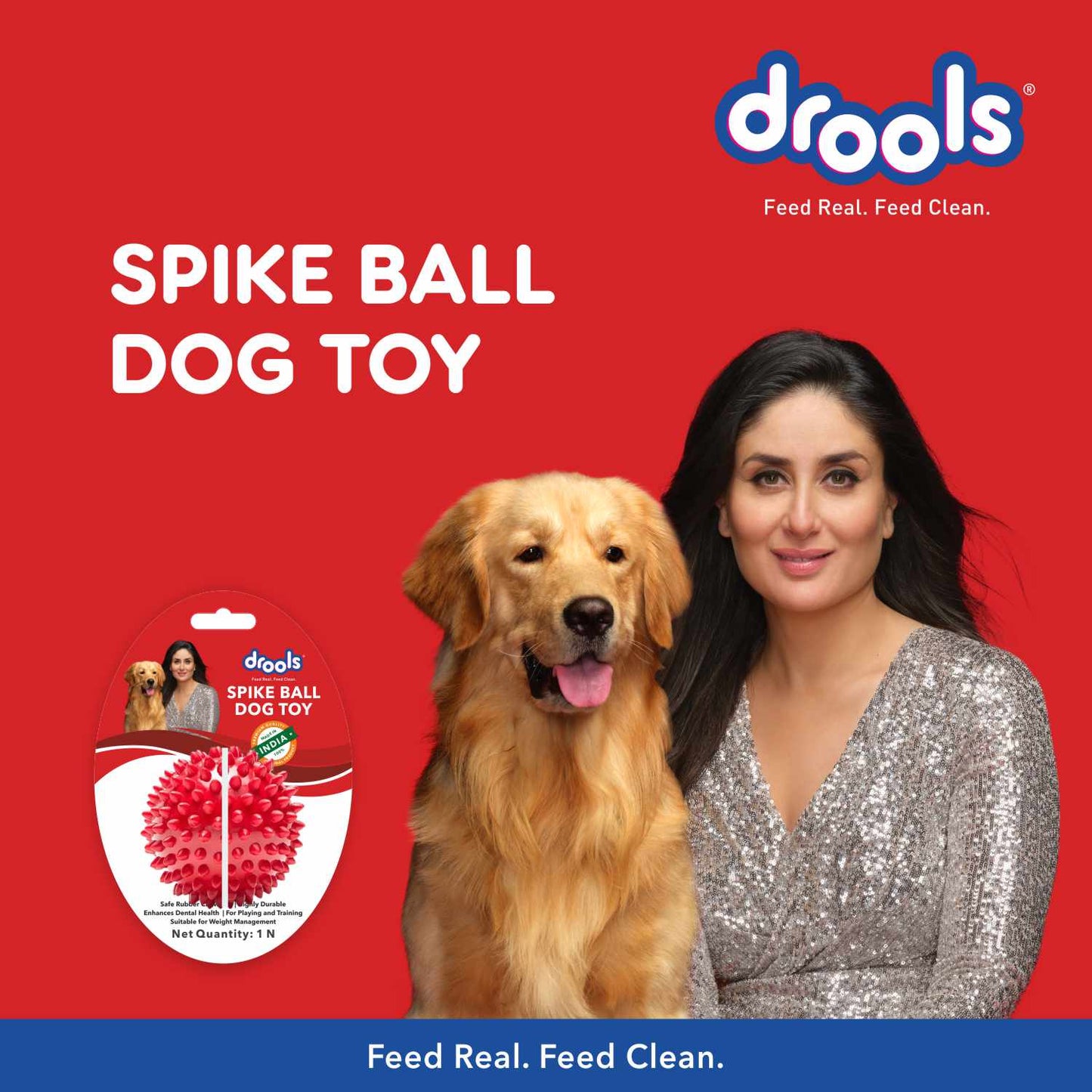 Drools - Non Toxic Rubber Stud Spike Hard Ball Chew Toy for Dogs