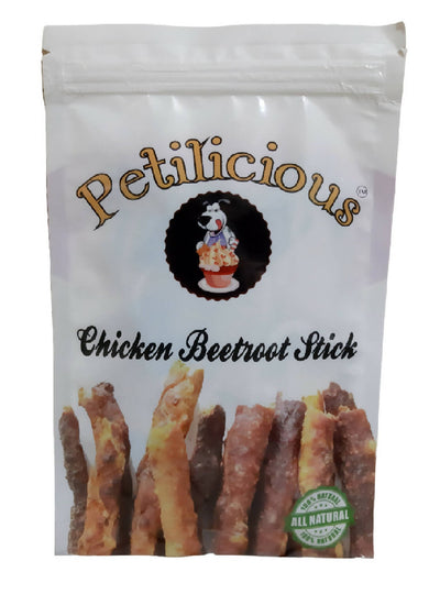 Petilicious - Dry Chicken Beetroot Sticks Dog Food Tasty & Healthy Pet Treats