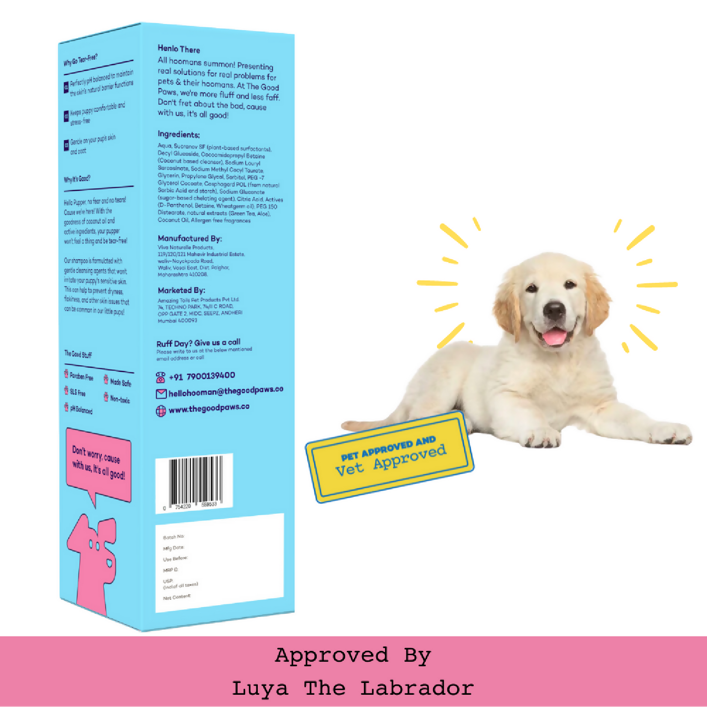 The Good Paws Fluffer Pupper Puppy Shampoo | No Tears Shampoo | All Natural Coconut Oil Shampoo
