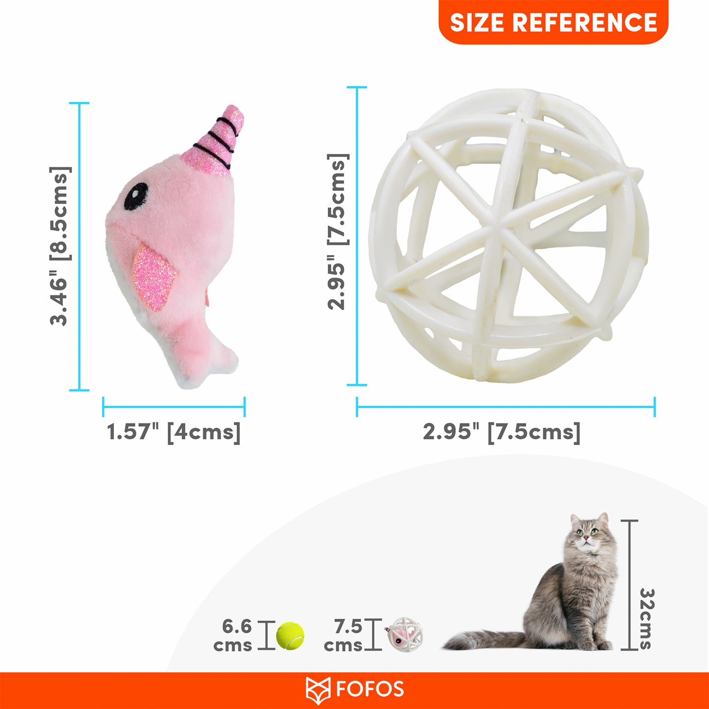 Fofos - Unicorn in a Cage Ball | 2 Toys in 1 Organic Herb Powder Catnip Toy for Cats