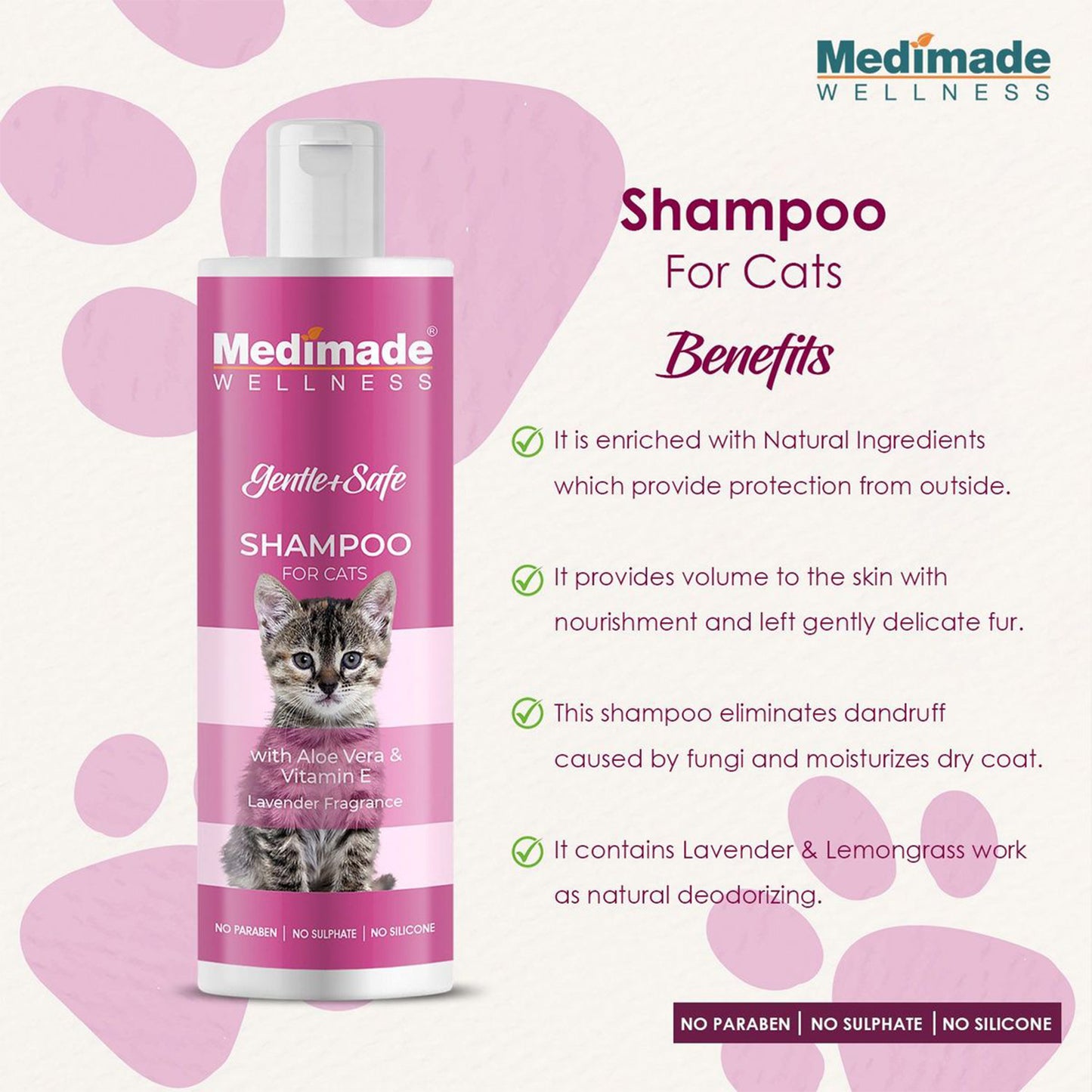 Medimade - Cat Shampoo with Aloe Vera & Vitamin E For Cats