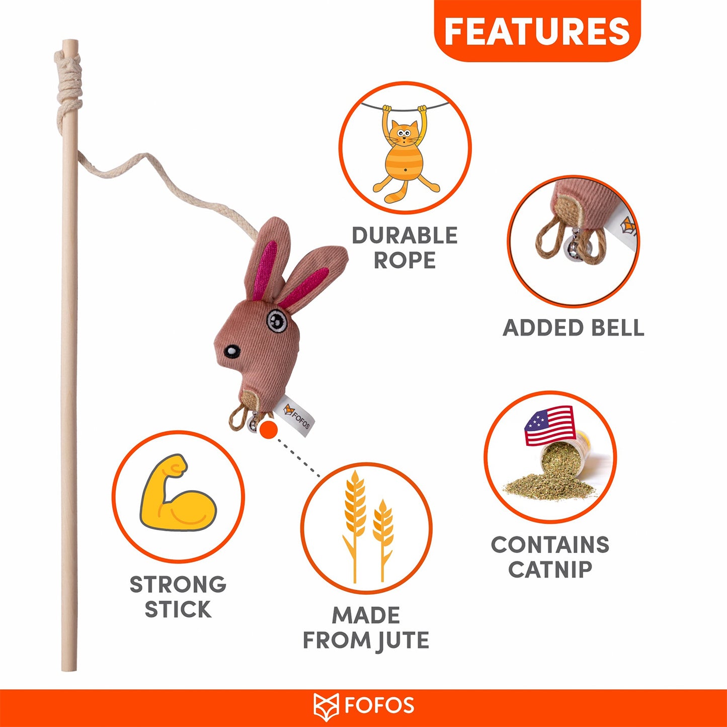 Fofos - Cat Wand Toy Interactive Cat Teaser Toy