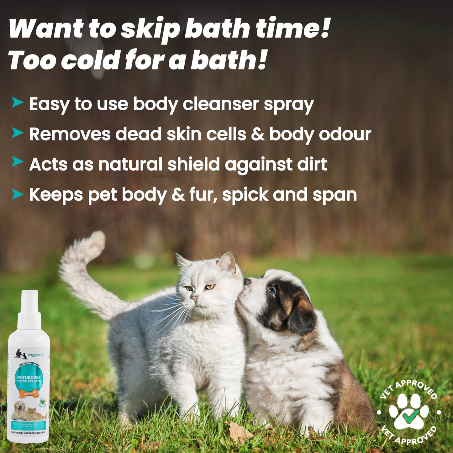 Naturopet - Organic Dry Waterless Bath Shampoo for Dogs & Cats
