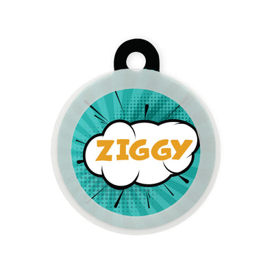 Taggie - Comic Pop Turquoise Pet ID Tag For Dogs & Cats