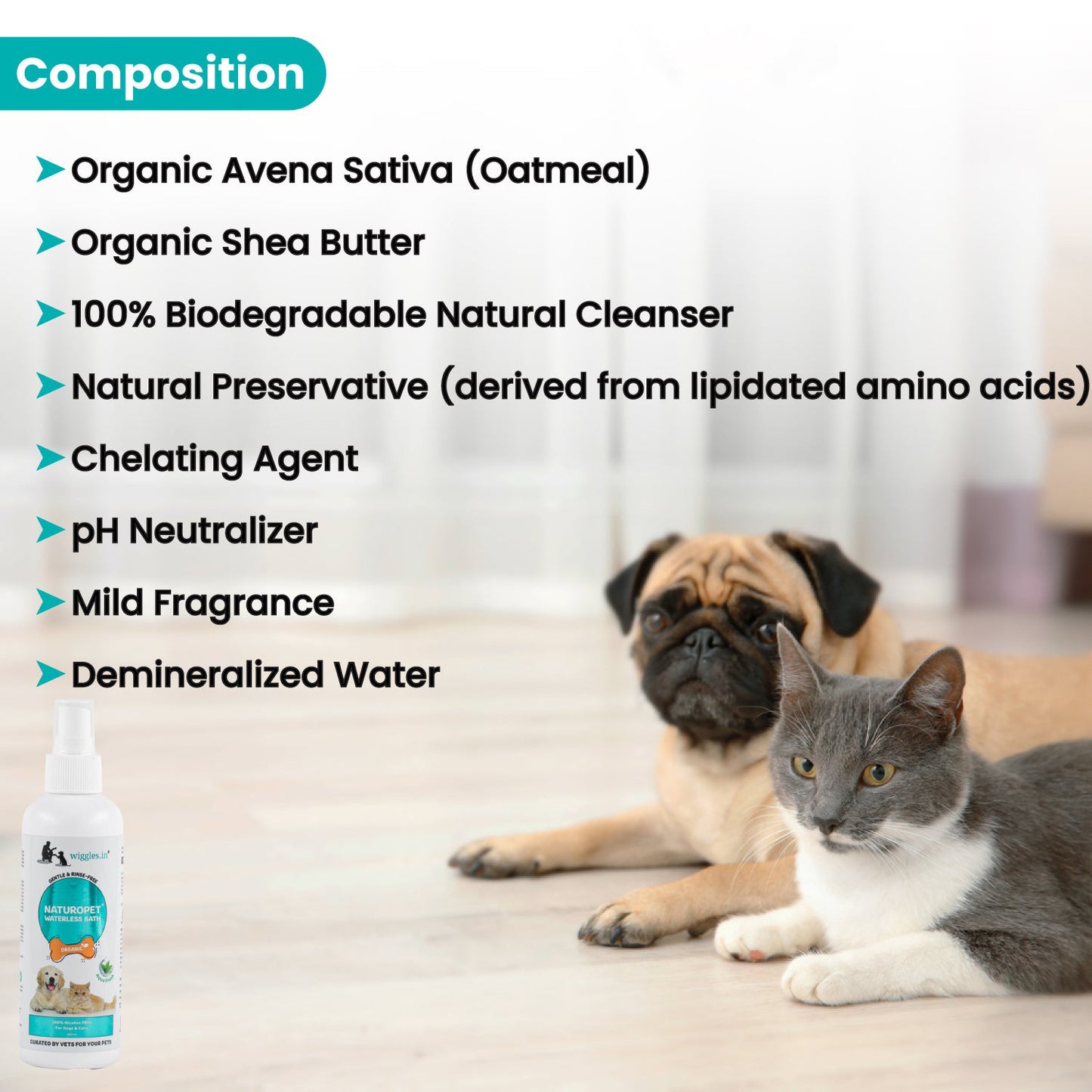 Naturopet - Organic Dry Waterless Bath Shampoo for Dogs & Cats