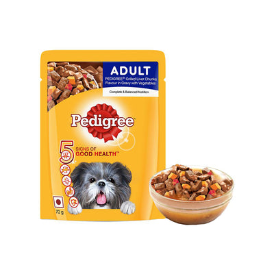 Pedigree - Adult Wet Dog Food | Grilled Liver Chunks Flavour in Gravy with Vegetables