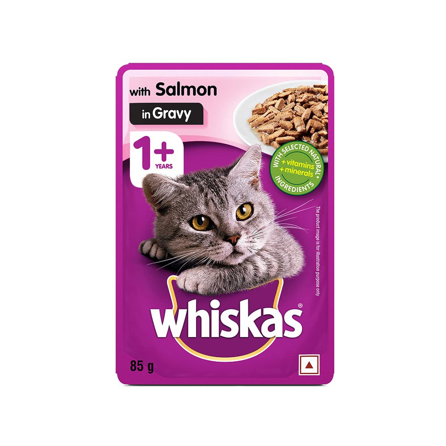 Whiskas - Wet Food for Adult Cats (1+Years) | Salmon in Gravy Flavour Pouch