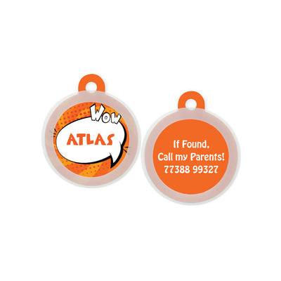 Taggie - Comic Pop Orange Pet ID Tag For Dogs & Cats