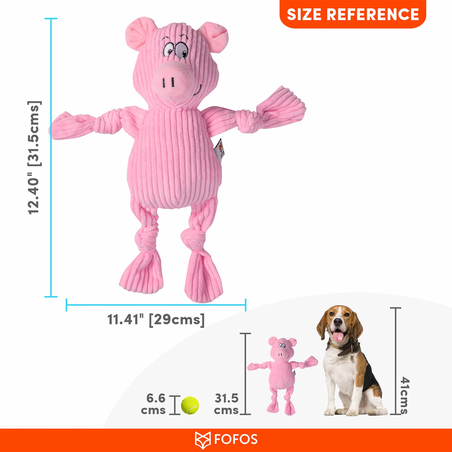 Fofos - Fluffy Pig Stuffed Soft Squeaky Plush Dog Toy