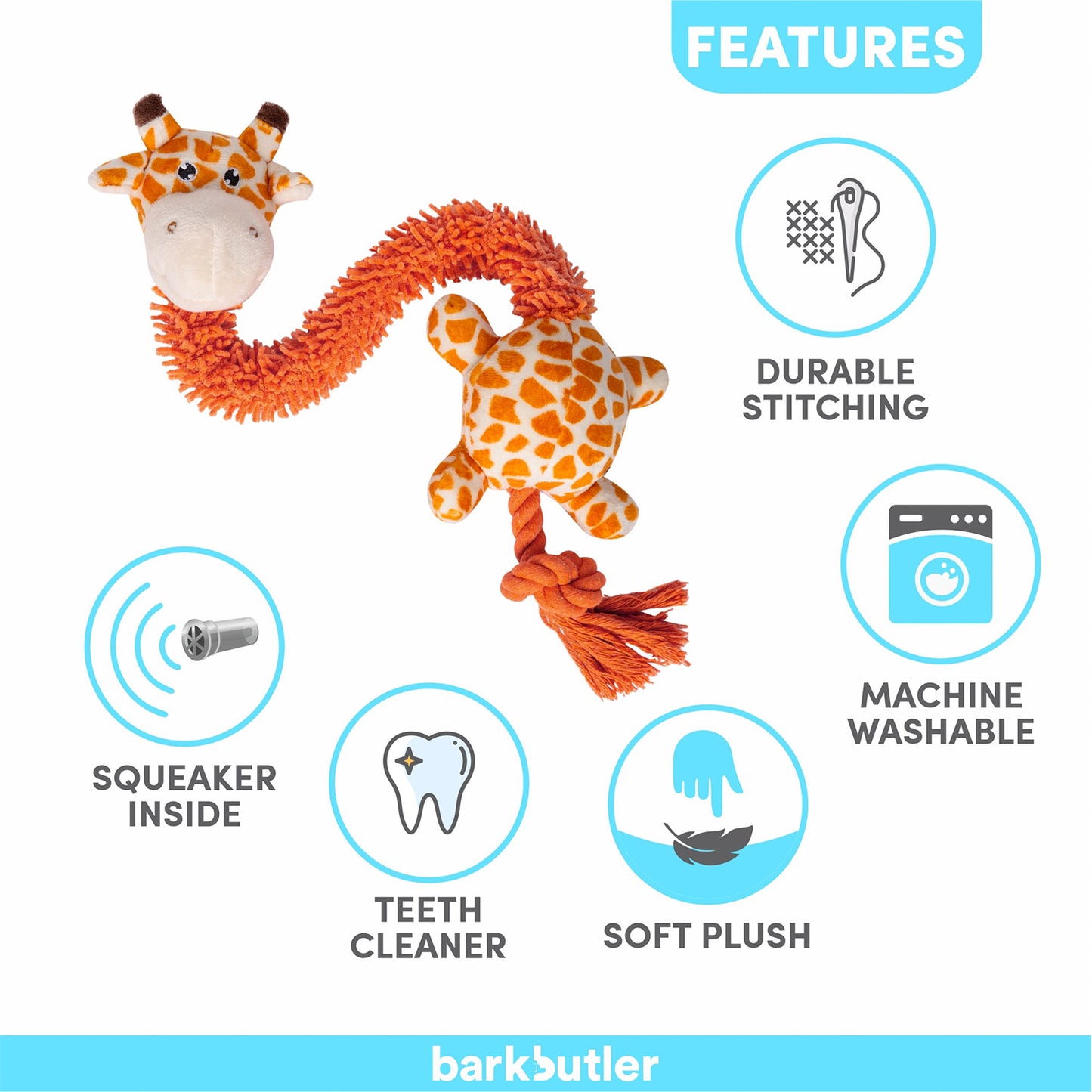 Barkbutler - Soft Squeaky Plush Dog Toy
