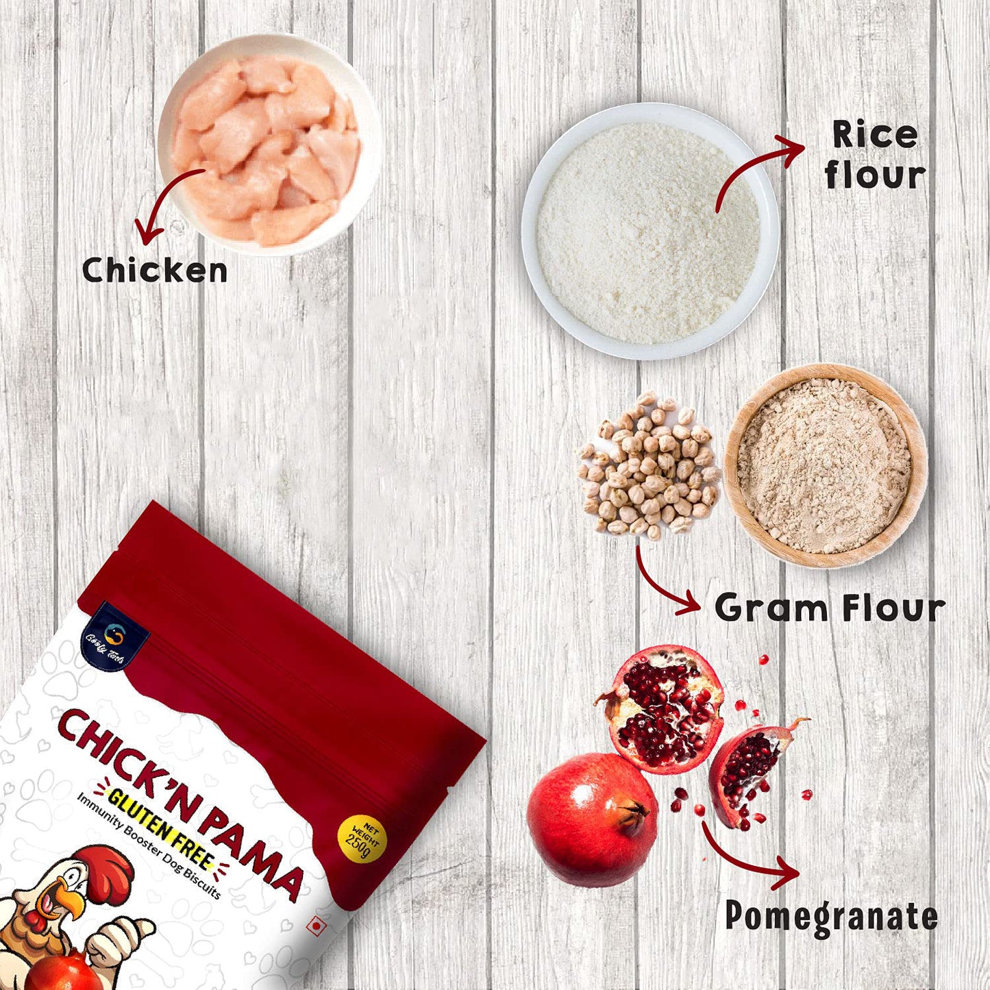 Goofy Tails - Chick'N Pama Chicken and Pomegranate Biscuits for Dogs & Puppies