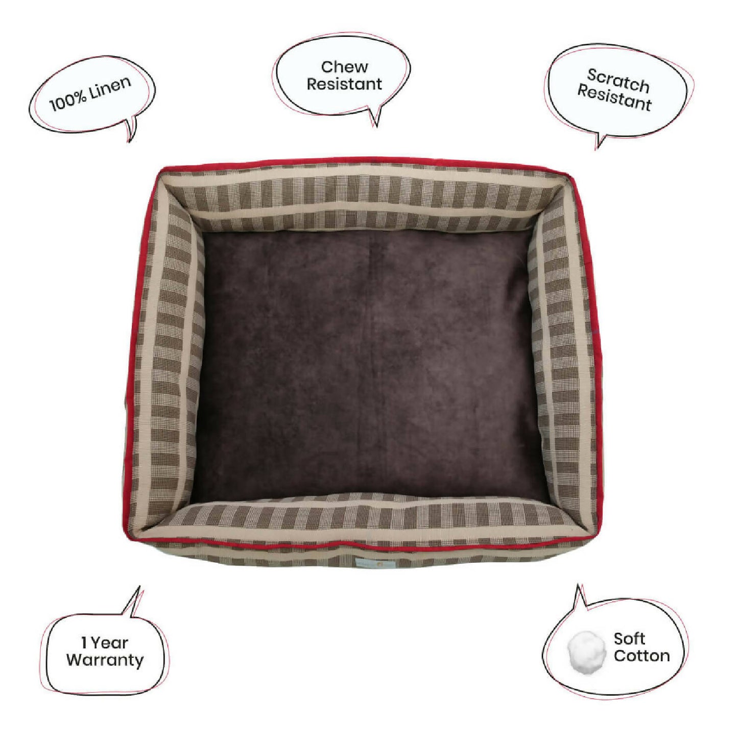 House of Furry - Bolster 100% Cotton Bolster Bed for Dogs & Cats