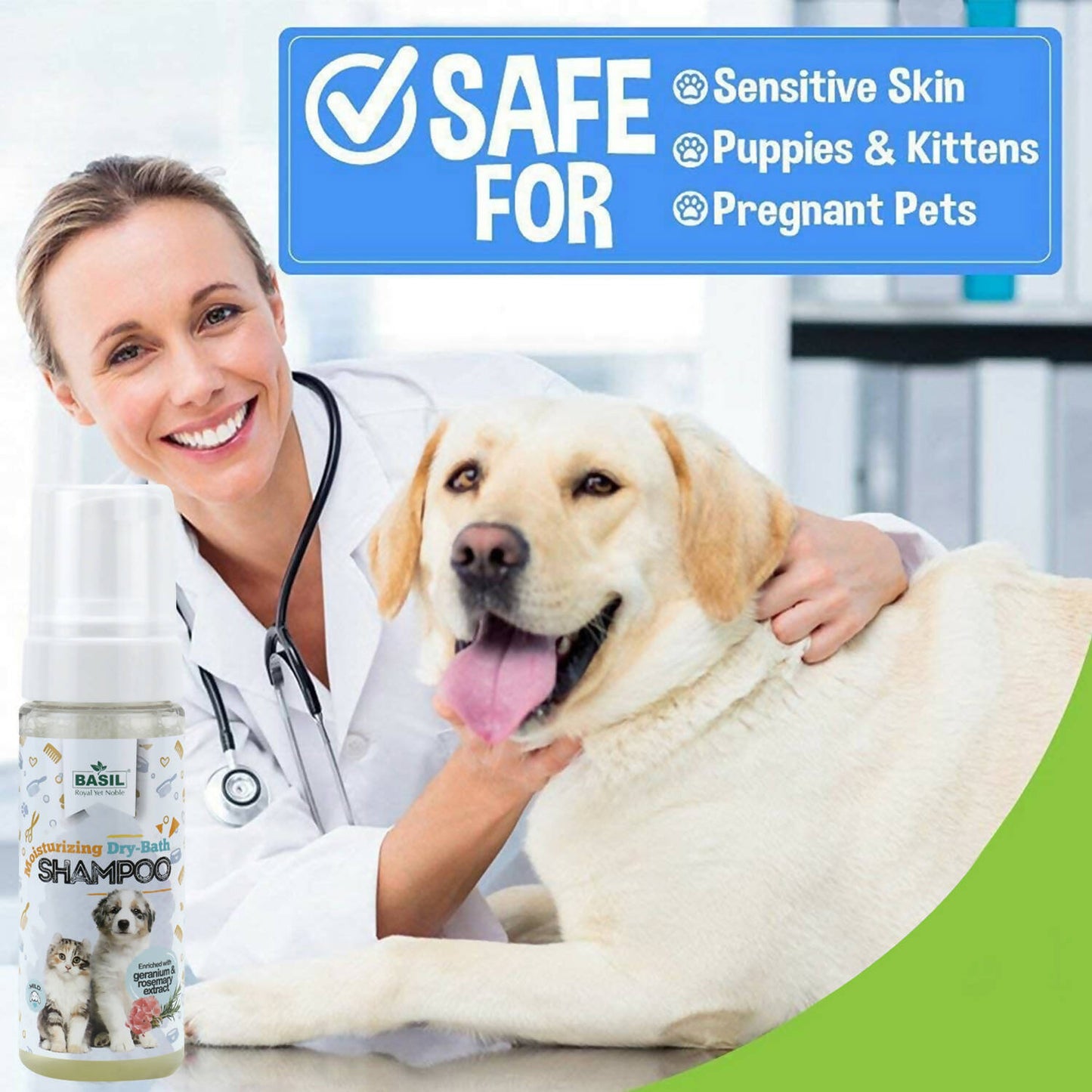 Basil - Dry Bath Foam Shampoo For Dogs and Cats