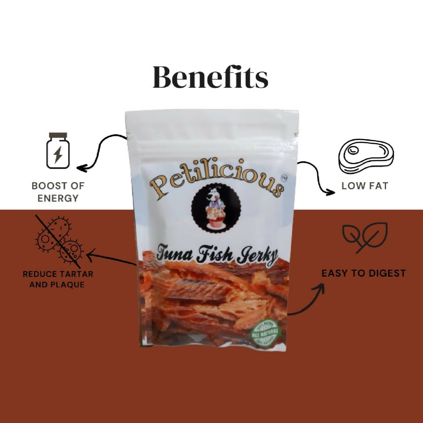 Petilicious - Dry Tuna Fish Jerky Cat | Dog Food Healthy & Tasty Pet Treats