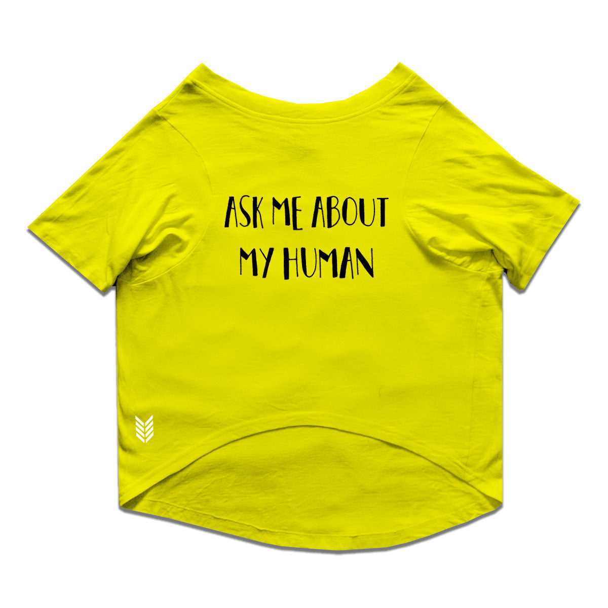 Ruse / ask-me-about-my-human-crew-neck-dog-tee / Yellow