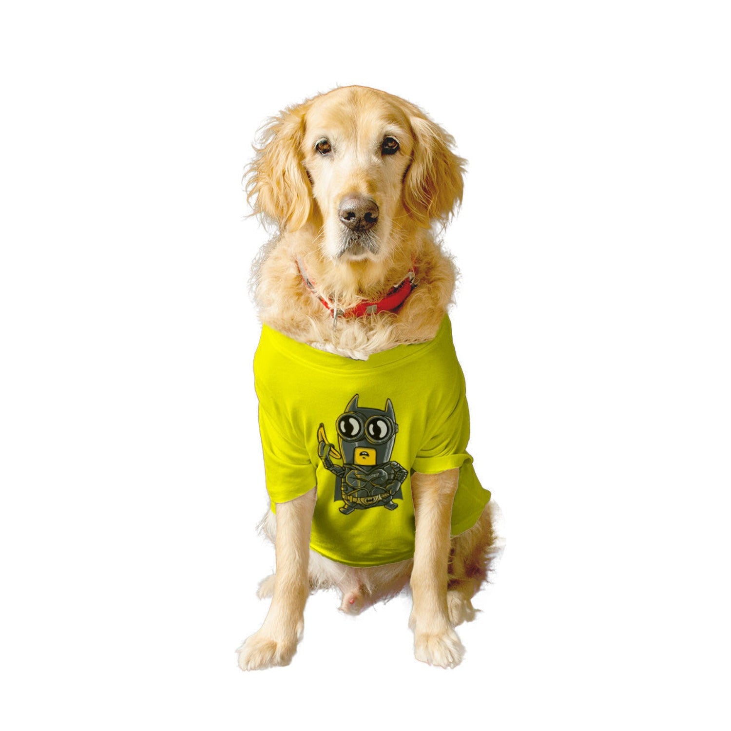 Ruse XX-Small (Chihuahuas, Papillons) / Yellow Ruse Basic Crew Neck "BAT CARTOON" Printed Half Sleeves Dog Tee