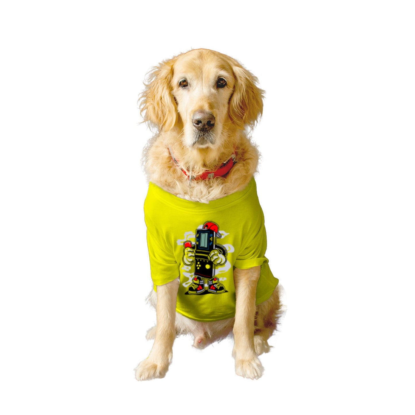 Ruse XX-Small (Chihuahuas, Papillons) / Yellow Ruse Basic Crew Neck "BRICK GAMERS" Printed Half Sleeves Dog Tee