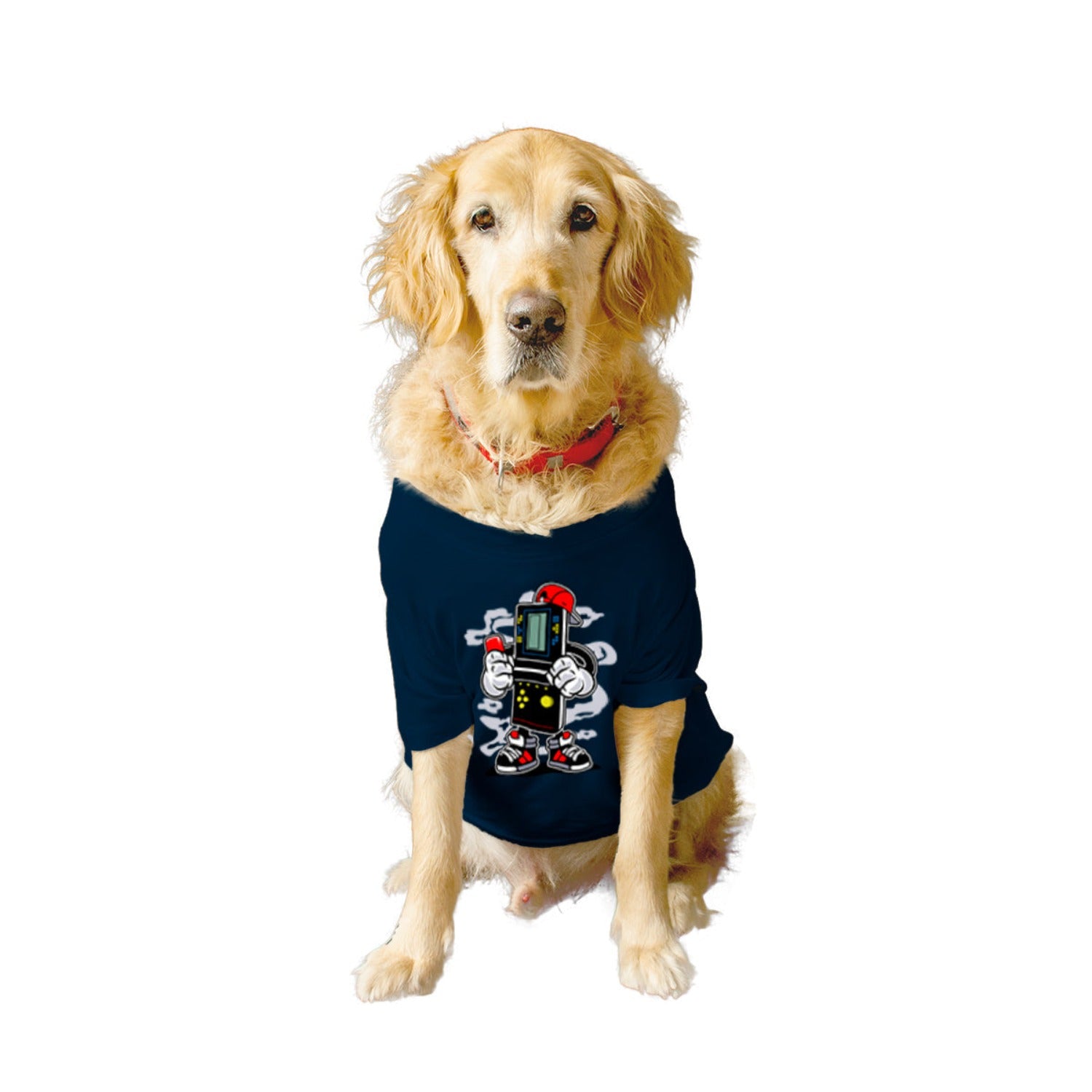 Ruse XX-Small (Chihuahuas, Papillons) / Navy Ruse Basic Crew Neck "BRICK GAMERS" Printed Half Sleeves Dog Tee