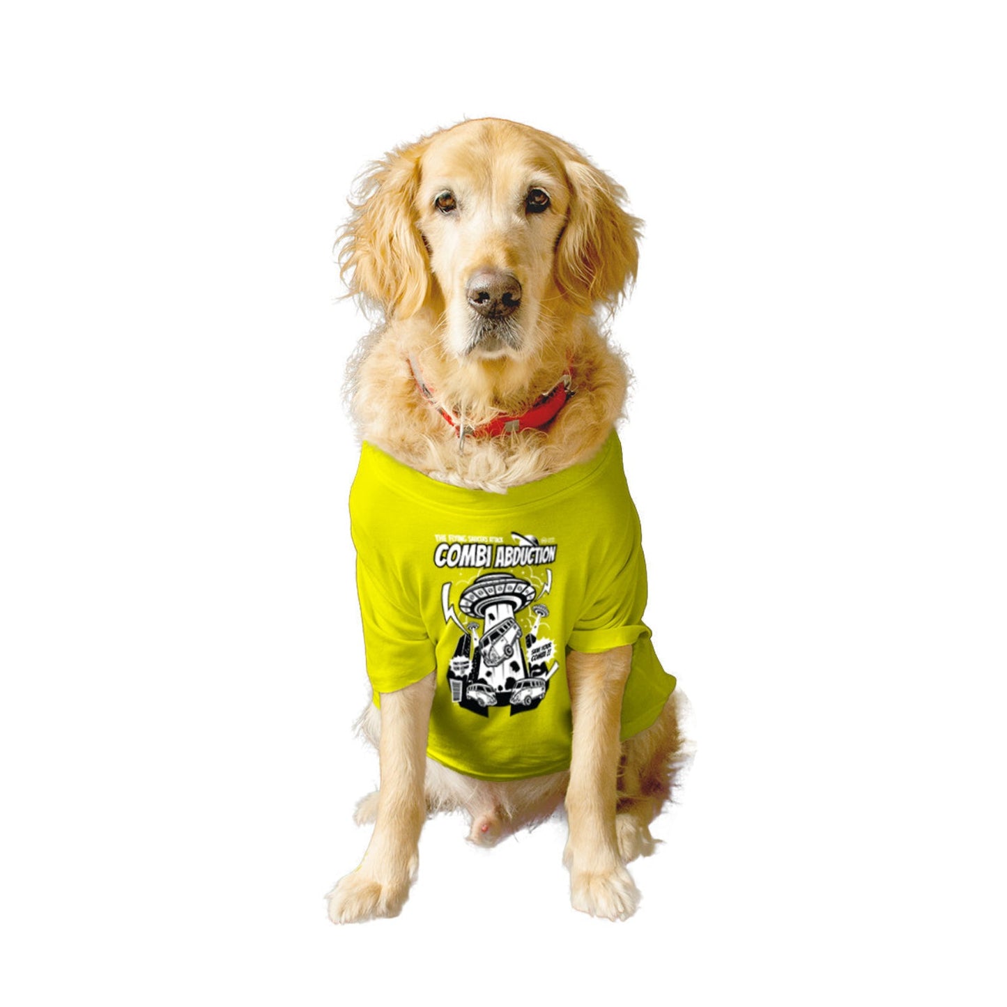 Ruse XX-Small (Chihuahuas, Papillons) / Yellow Ruse Basic Crew Neck "COMBI ABDUCTION" Printed Half Sleeves Dog Tee