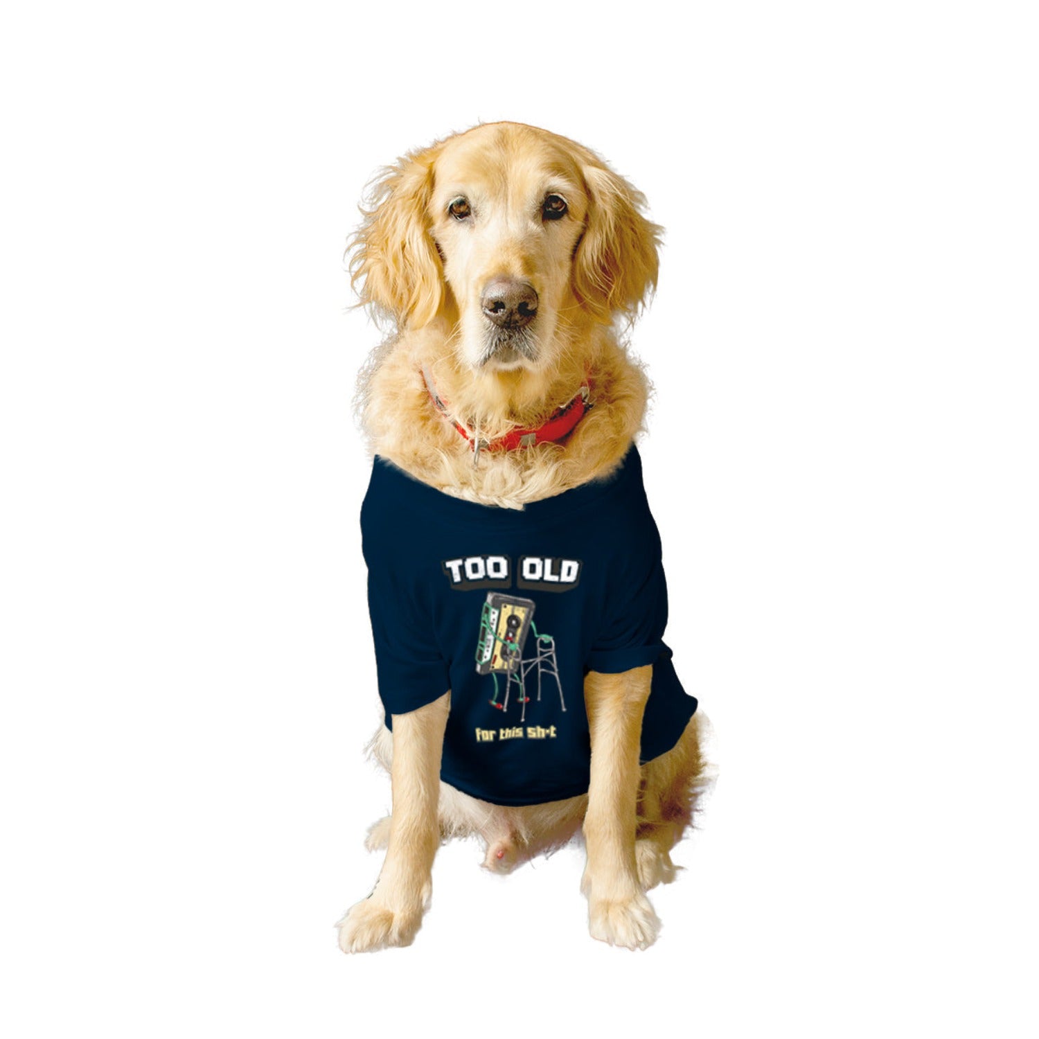 Ruse XX-Small (Chihuahuas, Papillons) / Navy Ruse Basic Crew Neck "I'm Too Old for this Sh*t" Printed Half Sleeves Dog Tee