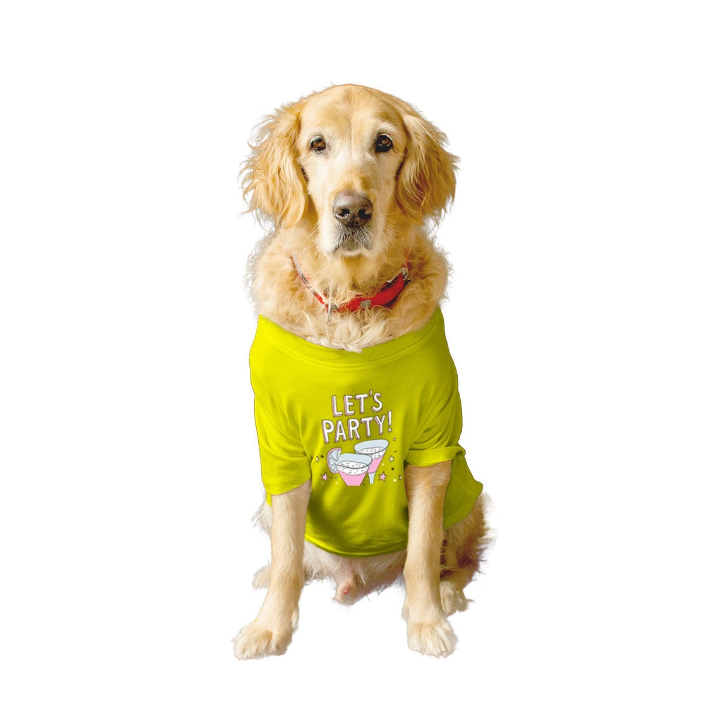 Ruse XX-Small (Chihuahuas, Papillons) / Yellow Ruse Basic Crew Neck "Let's Party" Printed Half Sleeves Dog Tee4