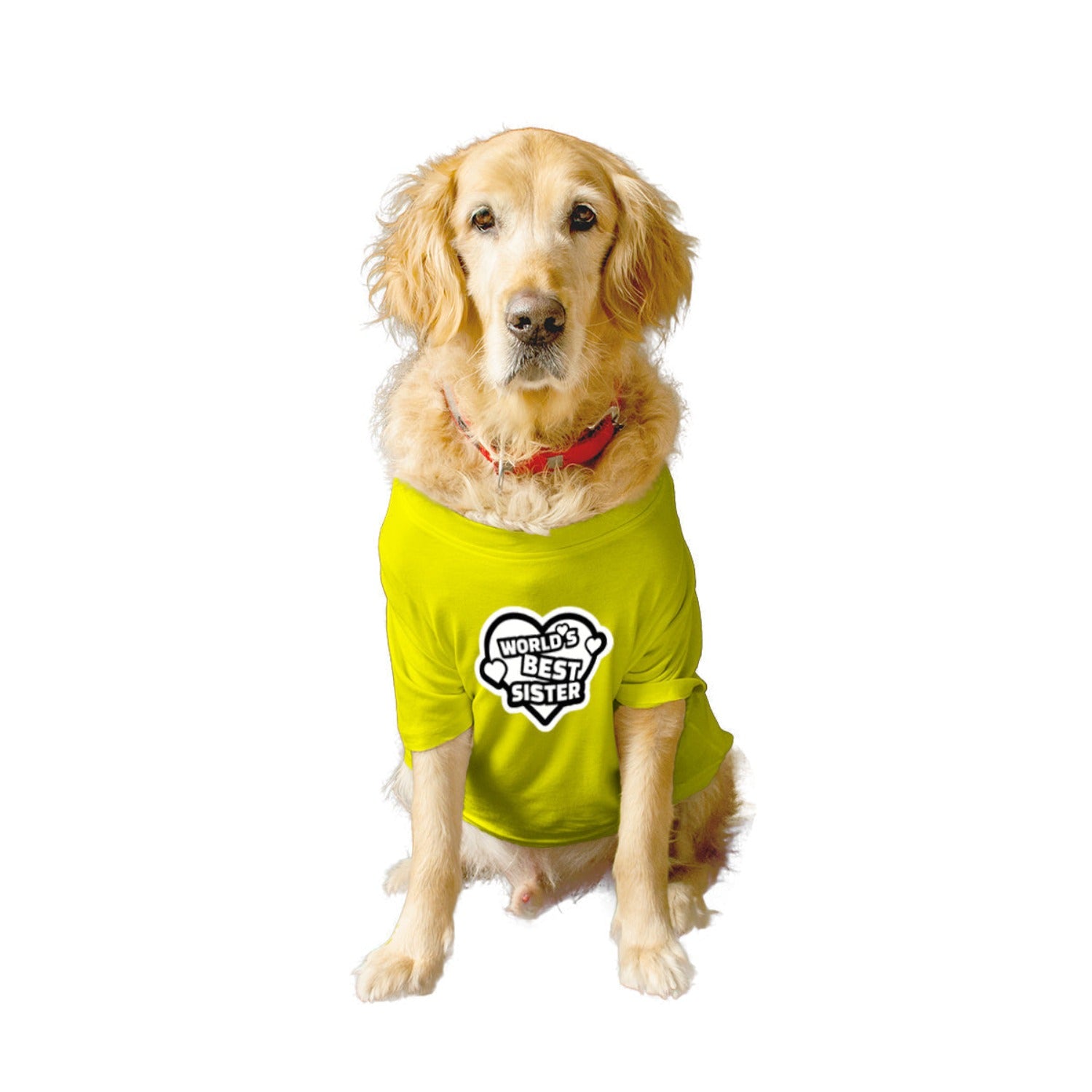 Ruse XX-Small (Chihuahuas, Papillons) / Yellow Ruse Basic Crew Neck "World's Best Sister" Printed Half Sleeves Dog Tee