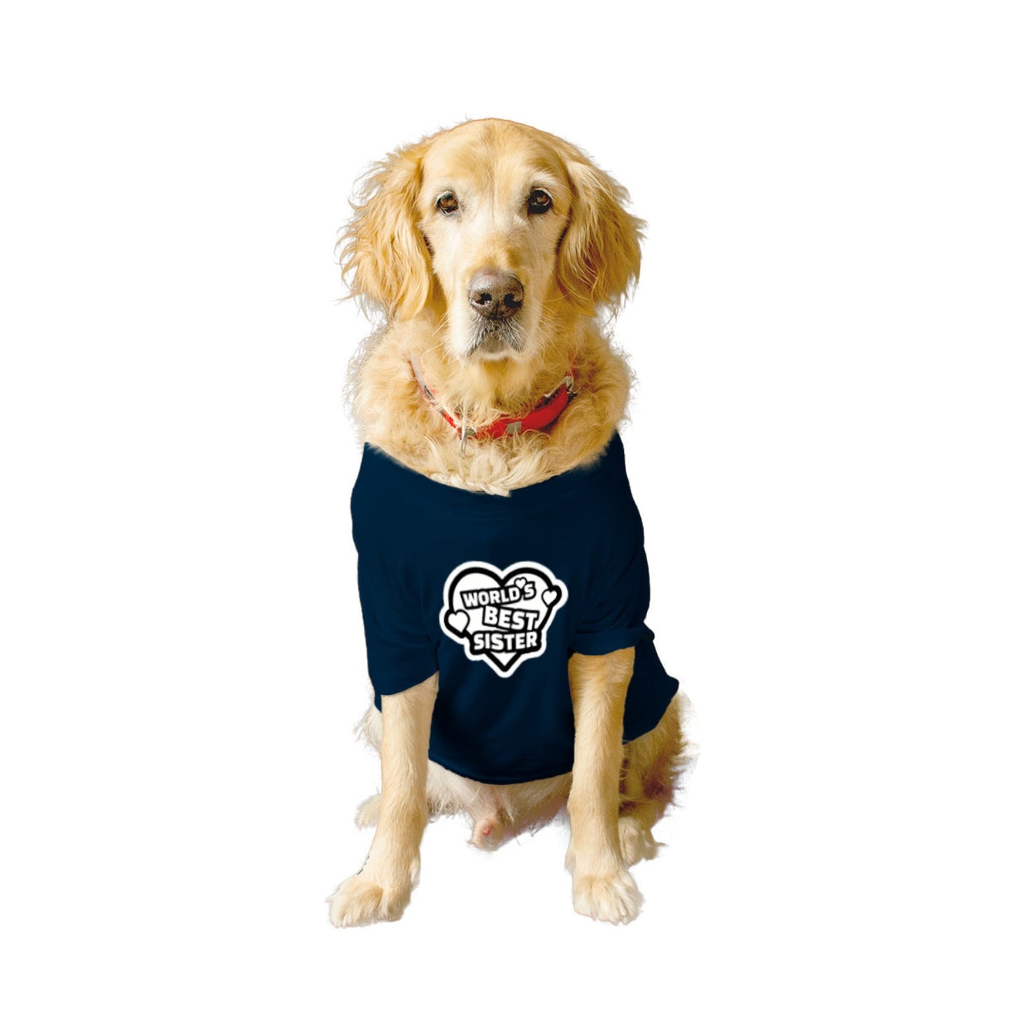 Ruse XX-Small (Chihuahuas, Papillons) / Navy Ruse Basic Crew Neck "World's Best Sister" Printed Half Sleeves Dog Tee