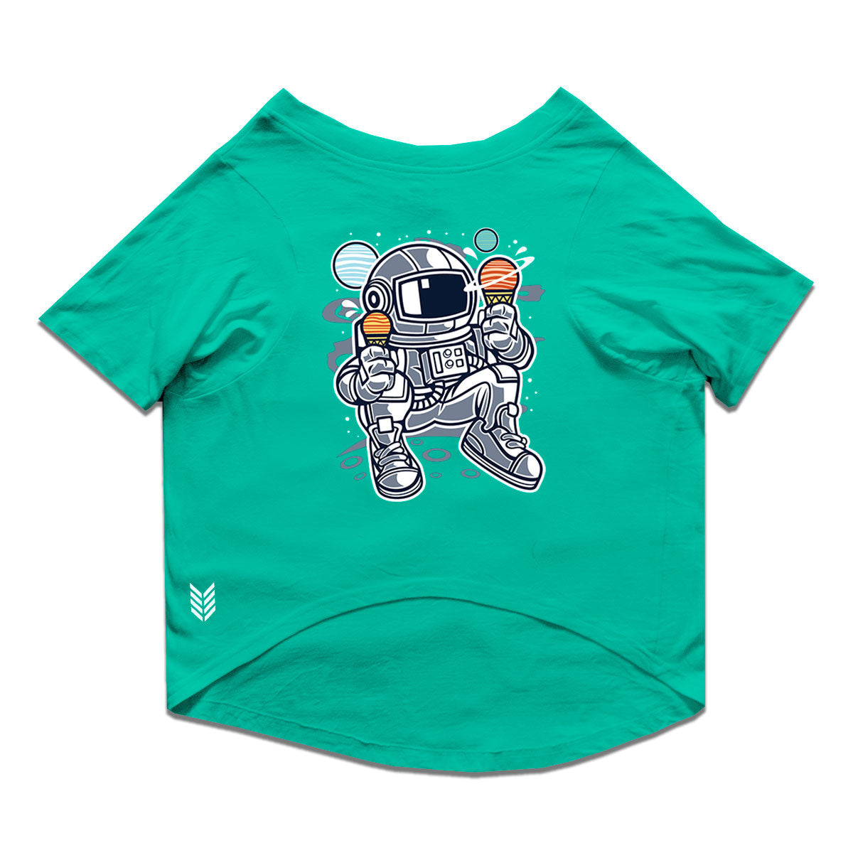 Ruse / Aqua Green Ruse Basic Crew Neck "Astronaut Ice Cream" Printed Half Sleeves Dog Tee11