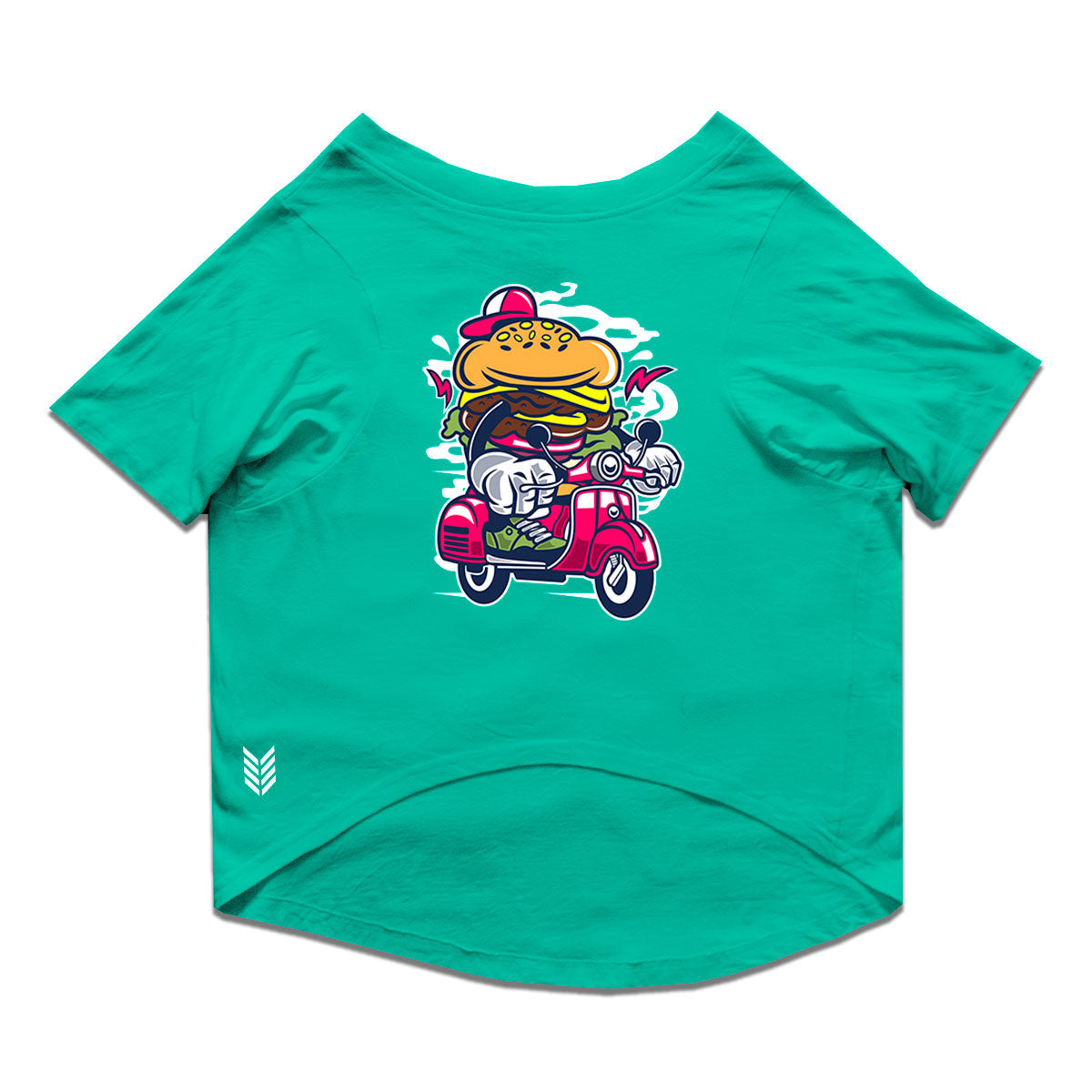 Ruse / Aqua Green Ruse Basic Crew Neck "Burger Scooter" Printed Half Sleeves Dog Tee13