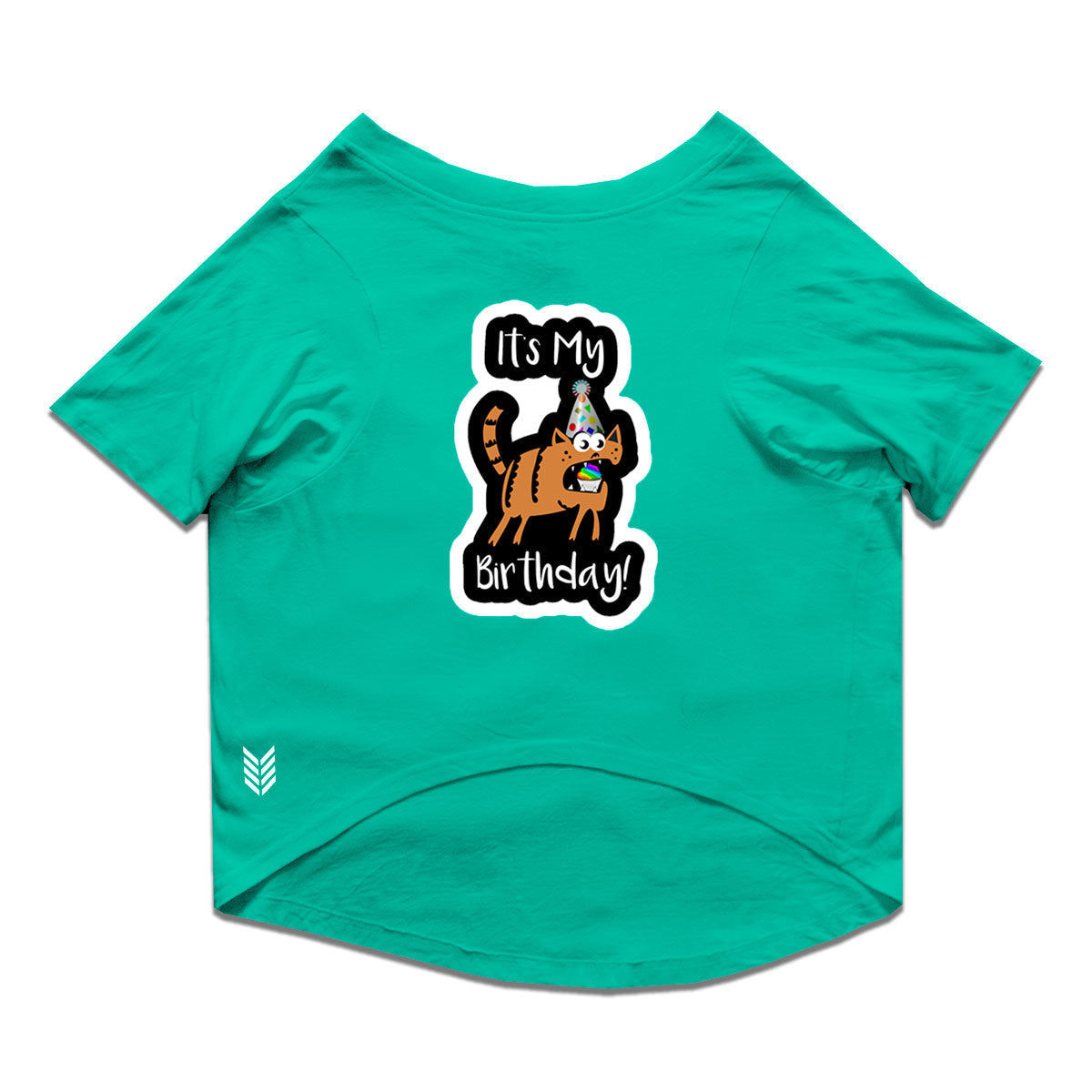 Ruse / Aqua Green Ruse Basic Crew Neck "It's My Birthday!" Printed Half Sleeves Dog Tee9