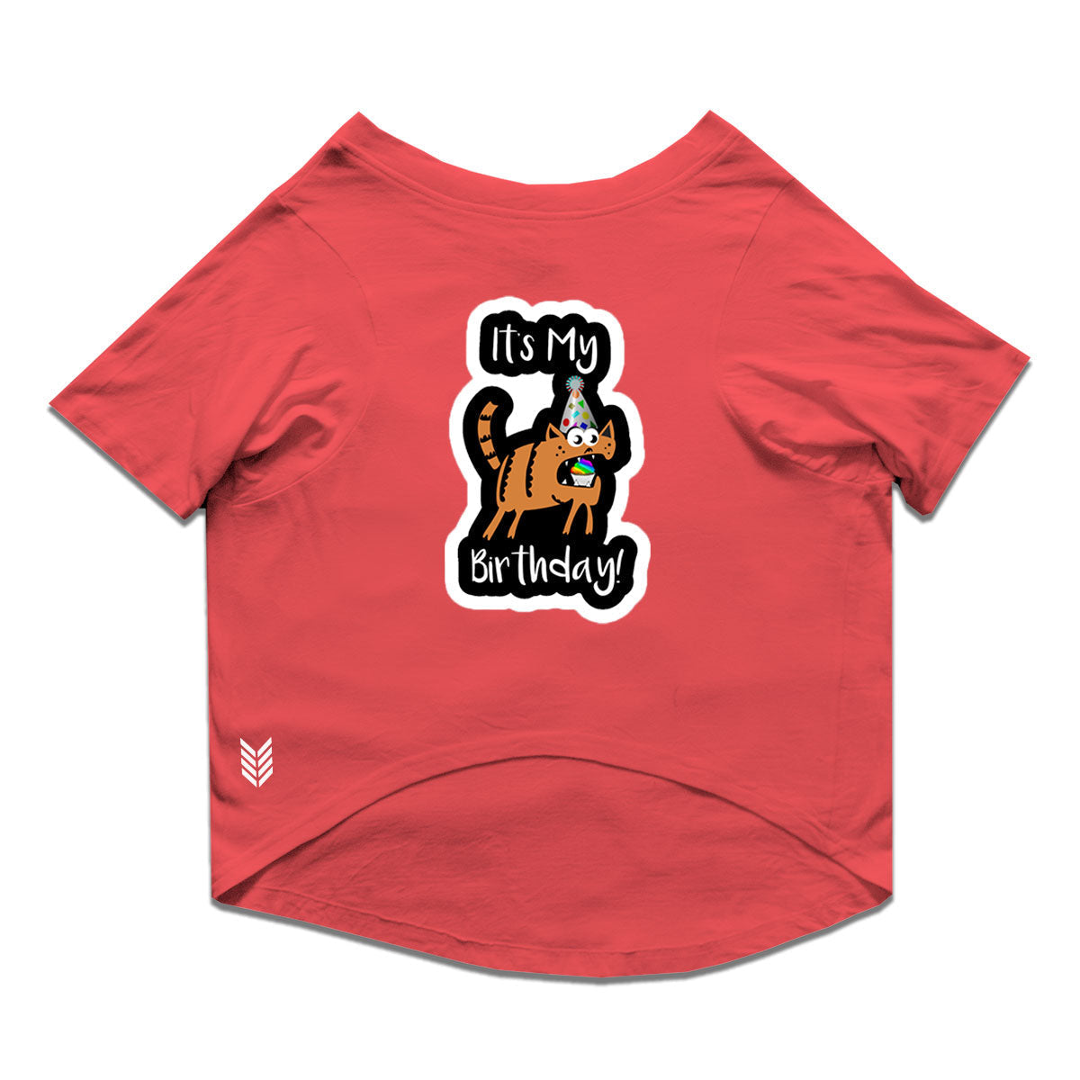 Ruse / Poppy Red Ruse Basic Crew Neck "It's My Birthday!" Printed Half Sleeves Dog Tee16