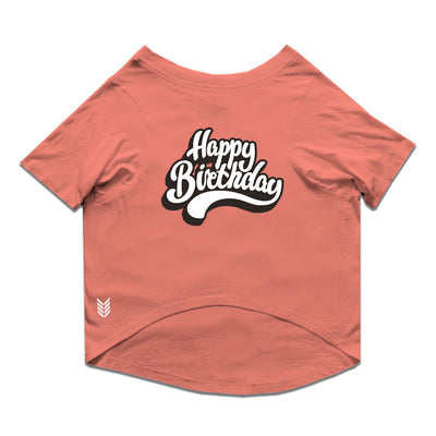 Ruse / Salmon Ruse Basic Crew Neck "Happy Birthday" Printed Half Sleeves Dog Tee9