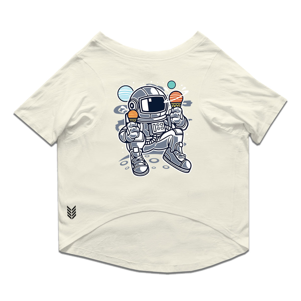 Ruse / White Ruse Basic Crew Neck "Astronaut Ice Cream" Printed Half Sleeves Dog Tee14