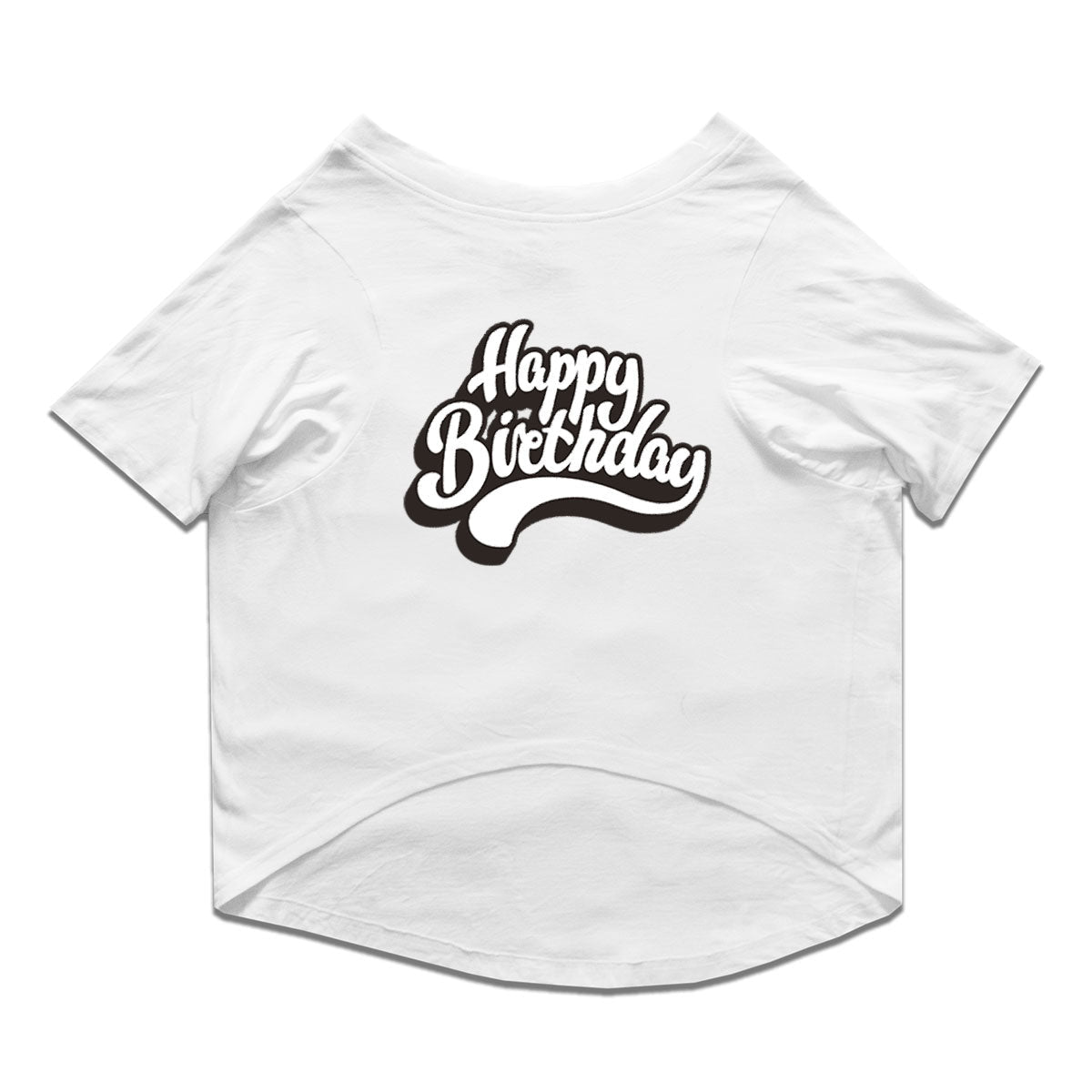 Ruse / White Ruse Basic Crew Neck "Happy Birthday" Printed Half Sleeves Dog Tee14