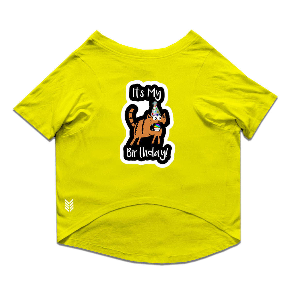 Ruse / Yellow Ruse Basic Crew Neck "It's My Birthday!" Printed Half Sleeves Dog Tee13