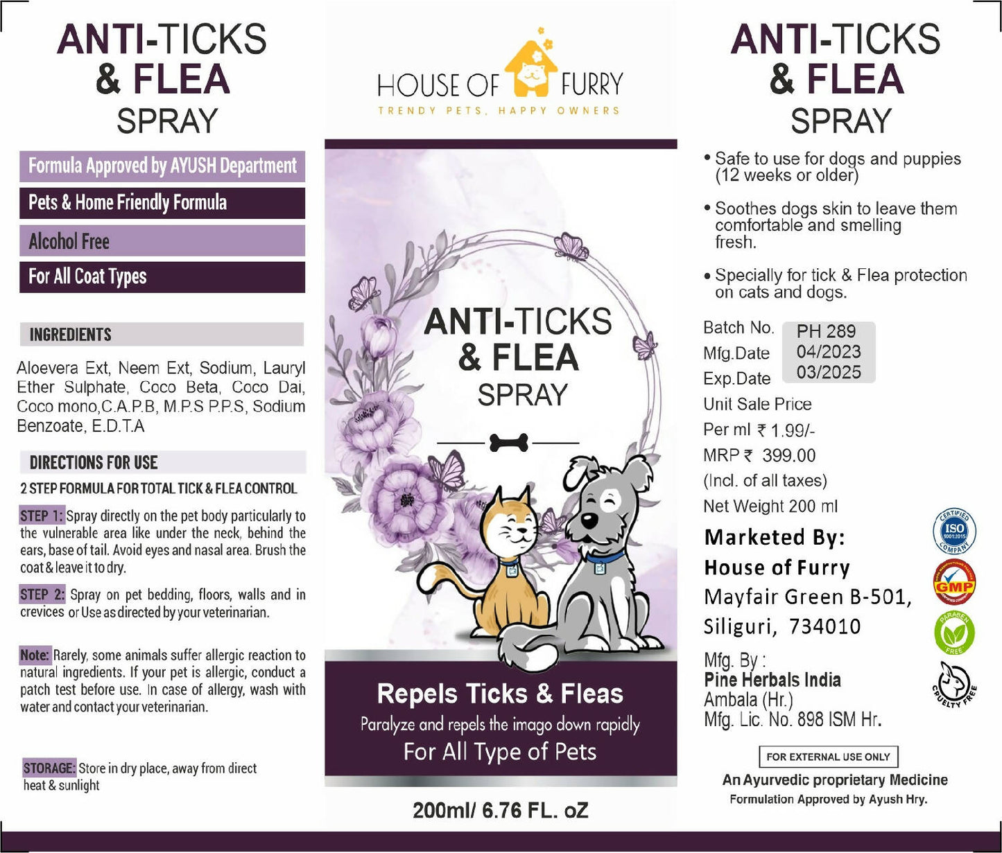 HOF - Natural Tick Flea Repellent Spray